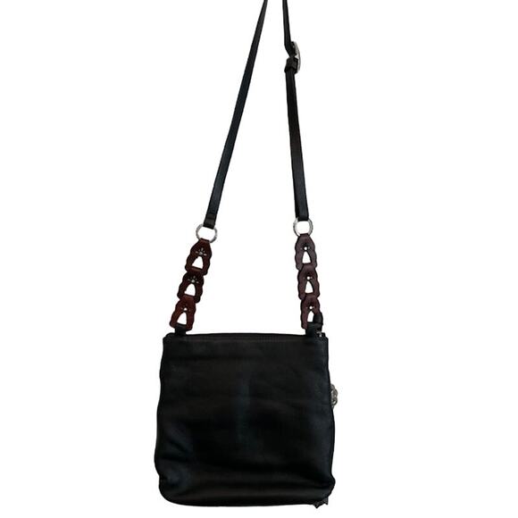 Brighton women's koda black & brown soft leather crossbody. - Picture 2 of 16